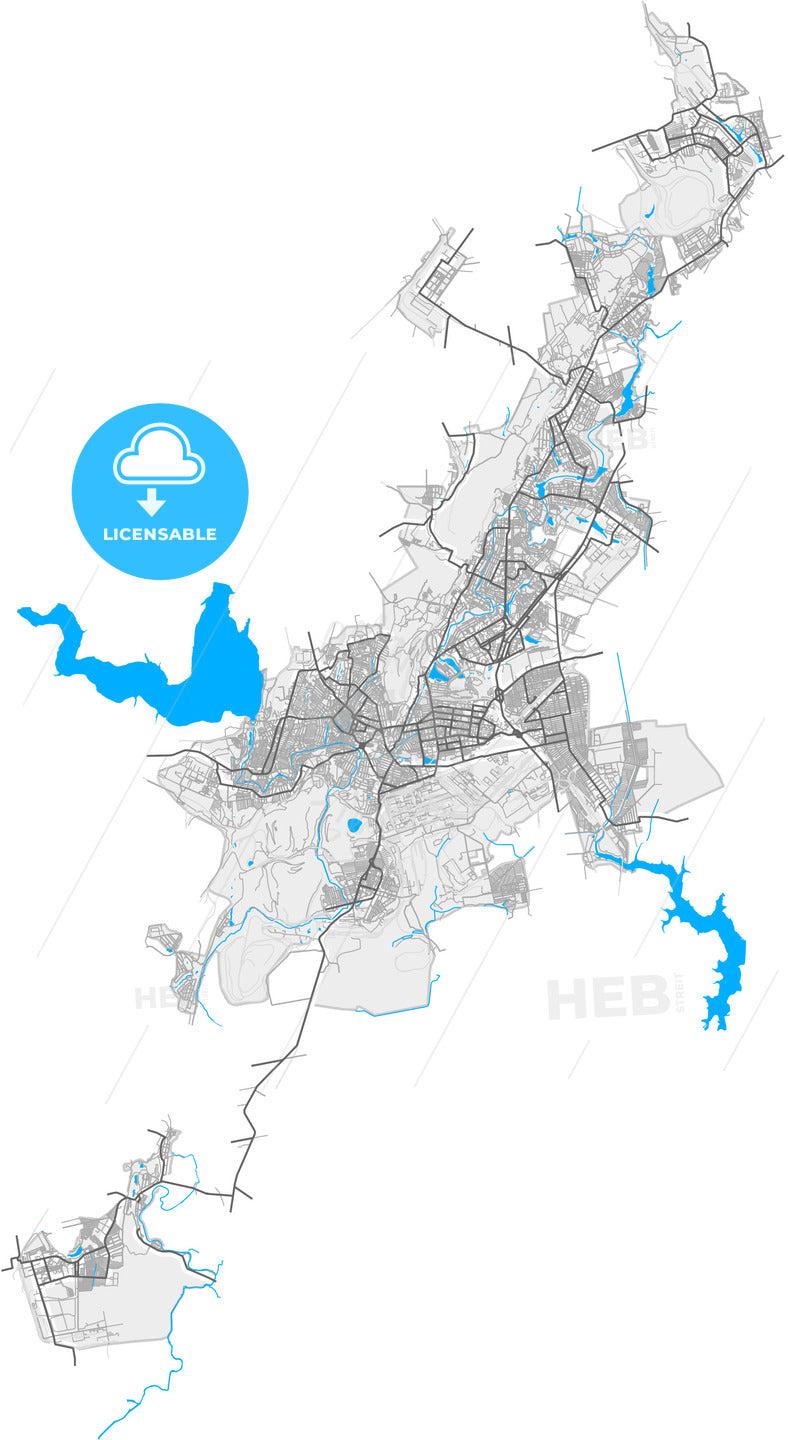 Kryvyi Rih, Dnipropetrovsk Oblast, Ukraine, high quality vector map