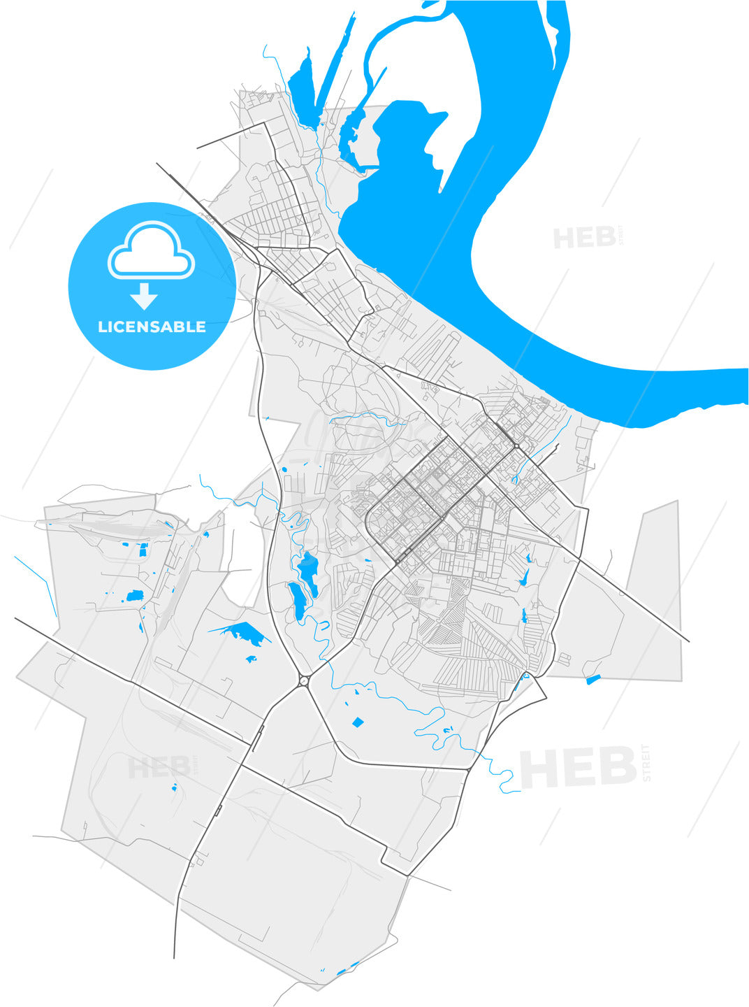 Kstovo, Nizhny Novgorod Oblast, Russia, high quality vector map