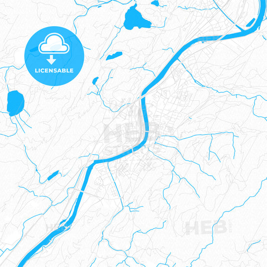 Kufstein, Austria PDF vector map with water in focus