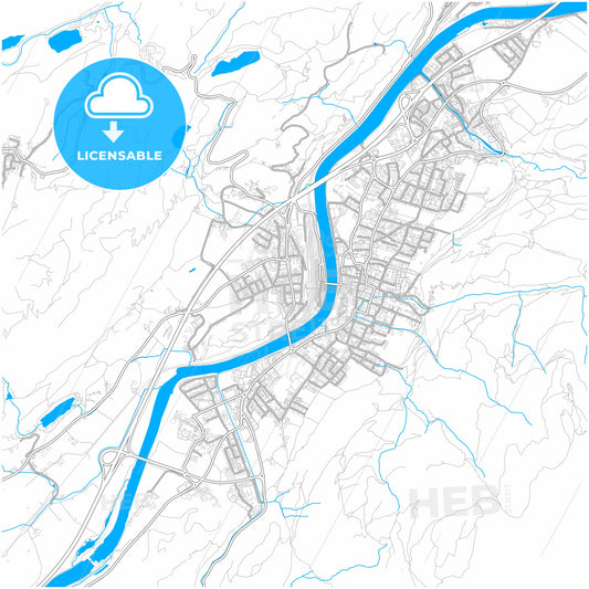 Kufstein, Tyrol, Austria, city map with high quality roads.