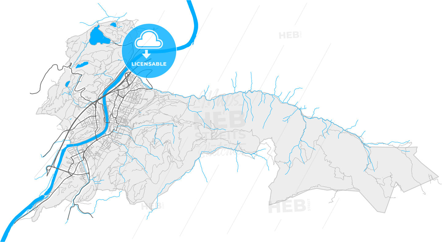 Kufstein, Tyrol, Austria, high quality vector map