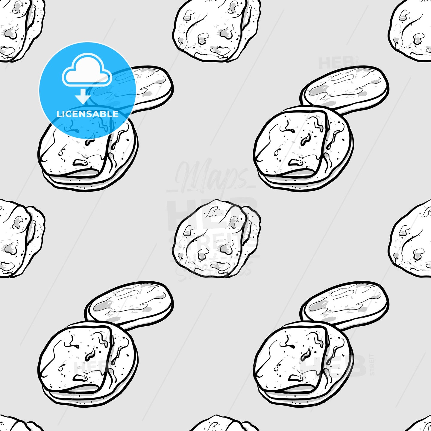 Kulcha seamless pattern greyscale drawing – instant download