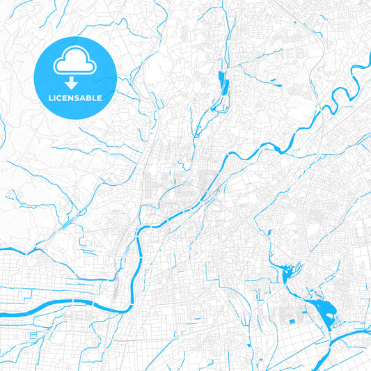 Kumamoto, Japan PDF vector map with water in focus