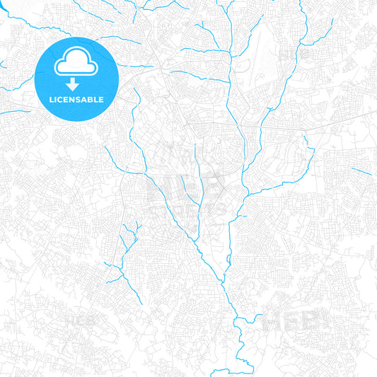 Kumasi, Ghana PDF vector map with water in focus