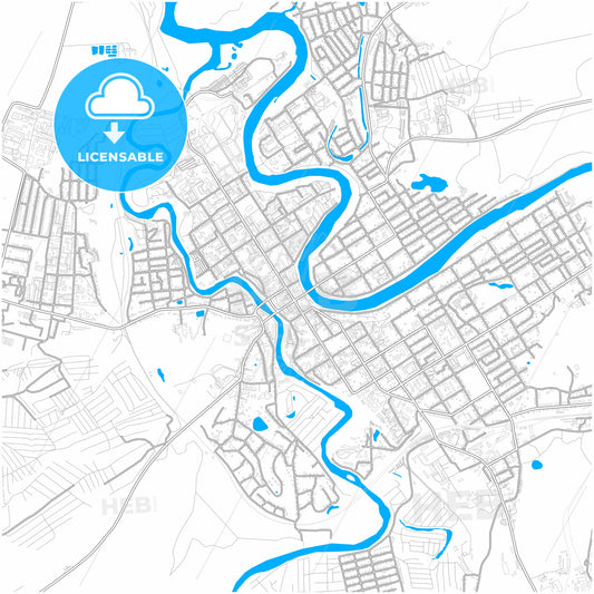 Kungur, Perm Krai, Russia, city map with high quality roads.