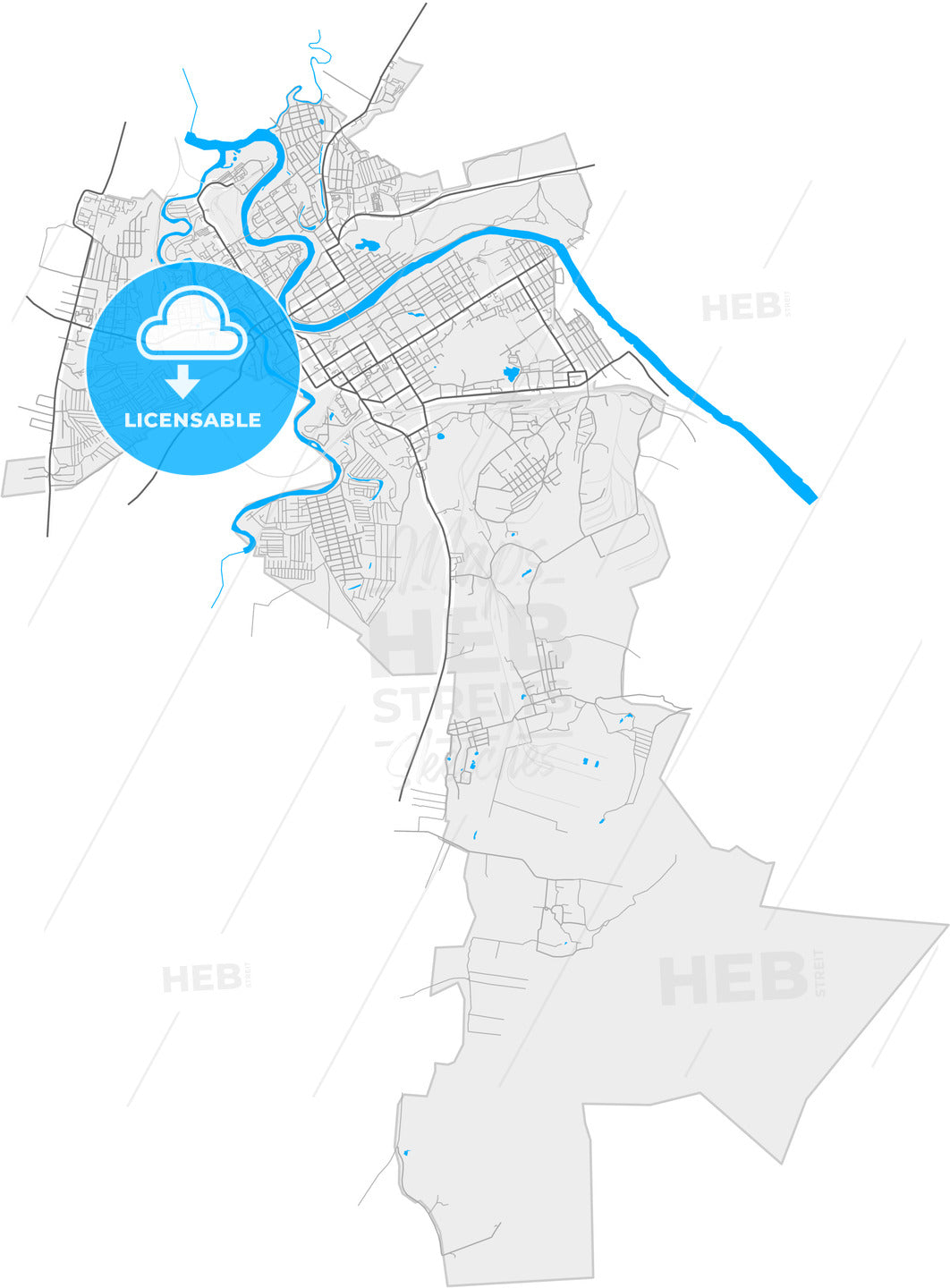 Kungur, Perm Krai, Russia, high quality vector map