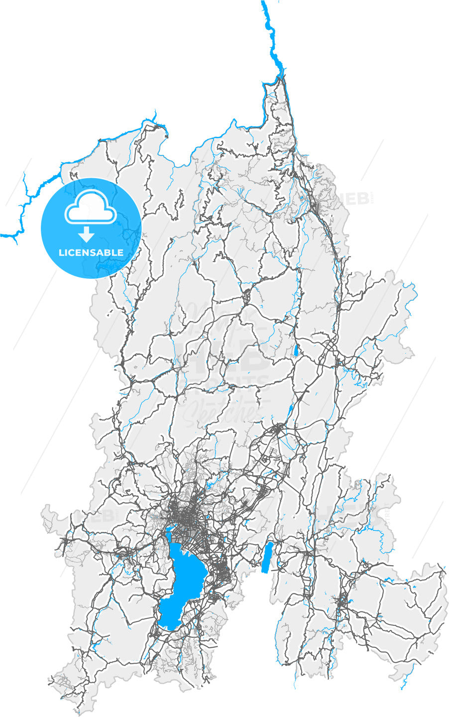 Kunming, Yunnan, China, high quality vector map