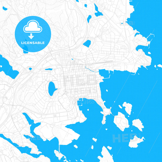 Kuopio, Finland PDF vector map with water in focus