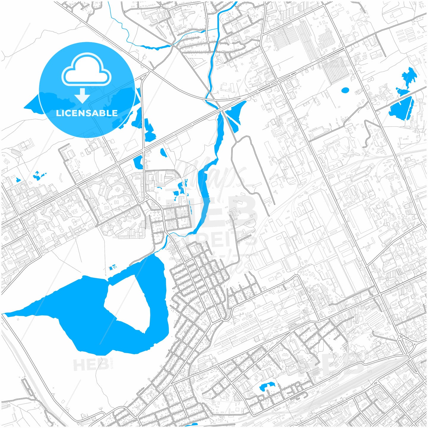 Kurgan, Kurgan Oblast, Russia, city map with high quality roads.