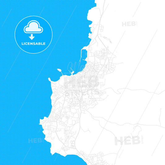 Kuşadası, Turkey PDF vector map with water in focus