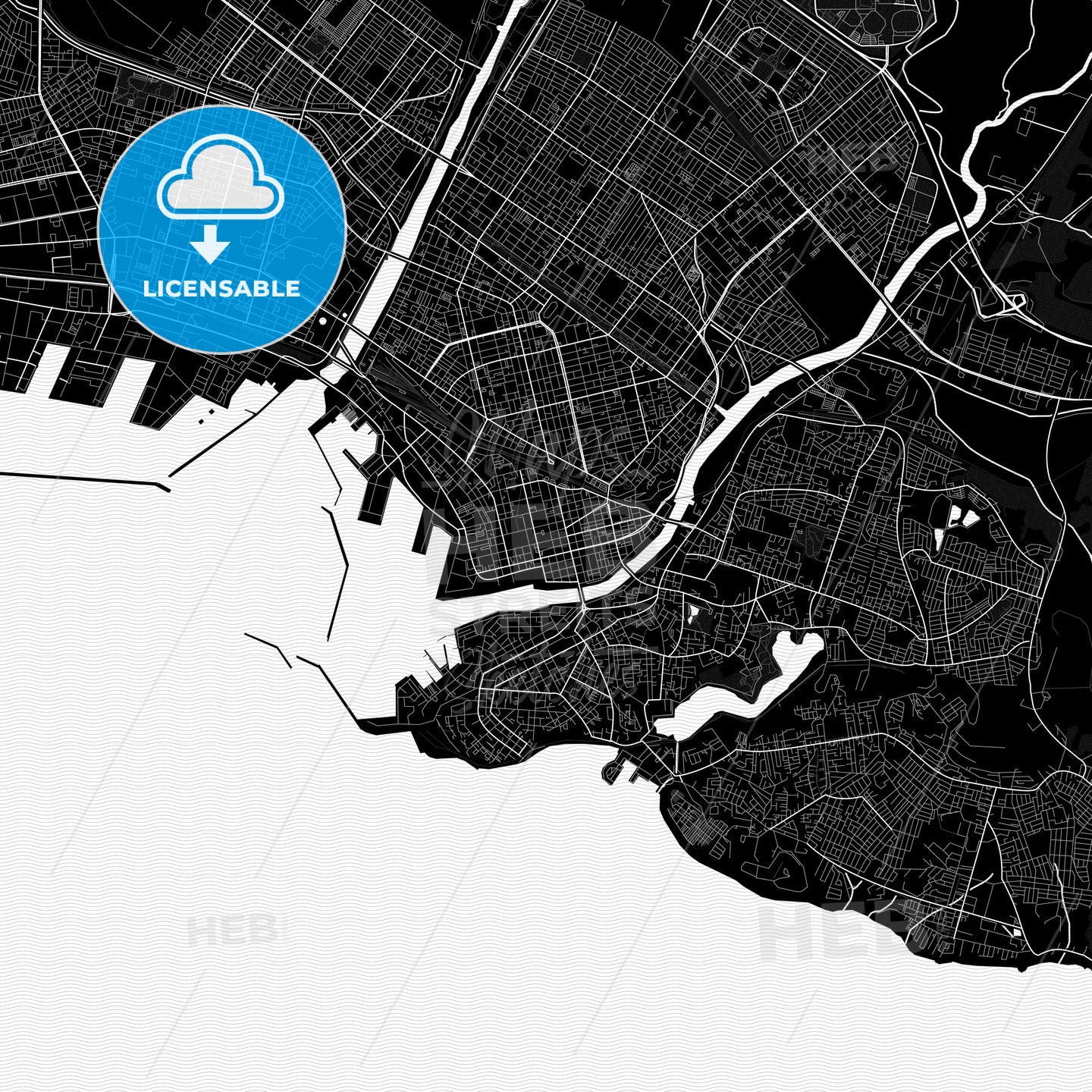 Kushiro, Japan Pdf Vector Map Black And White – HEBSTREITS