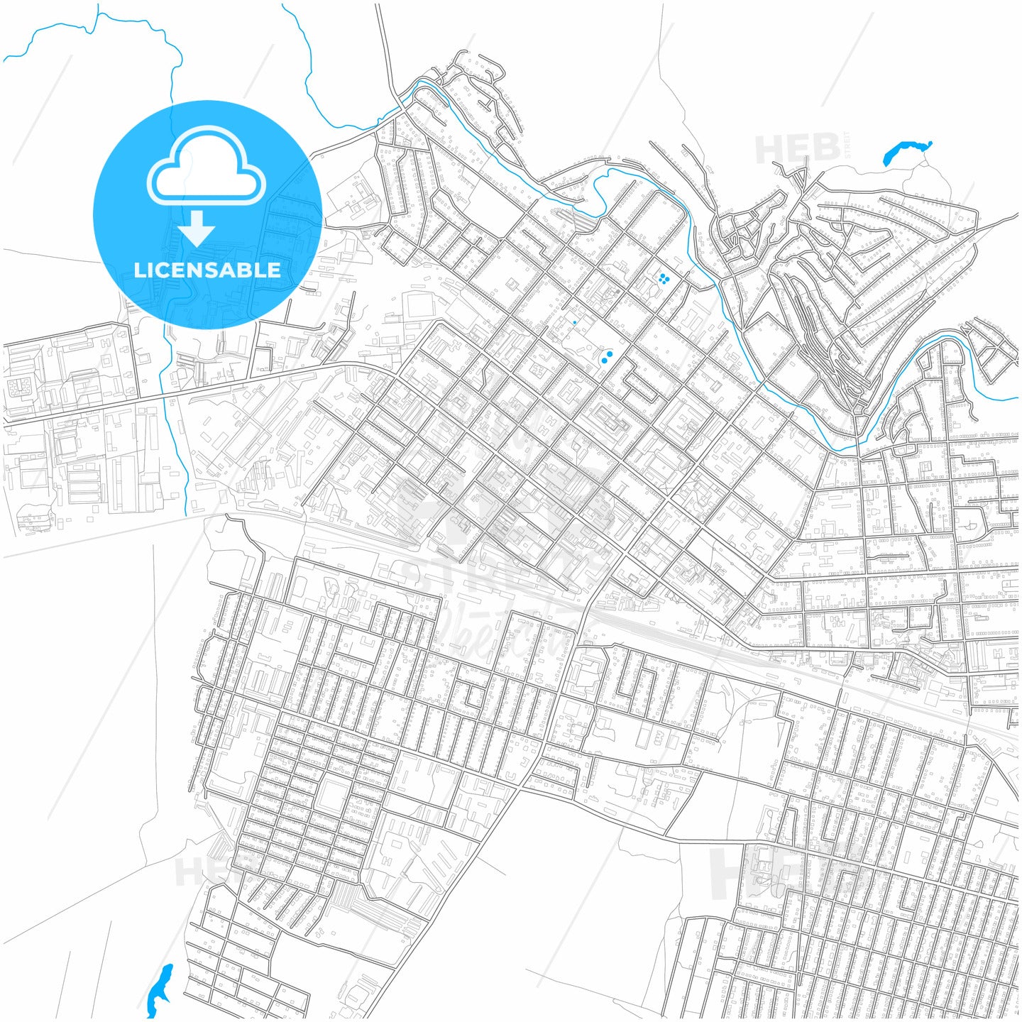 Kuznetsk, Penza Oblast, Russia, city map with high quality roads.