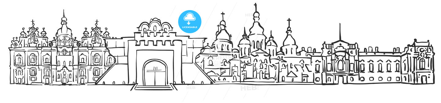 Kyiv, Ukraine, Panorama Sketch – instant download