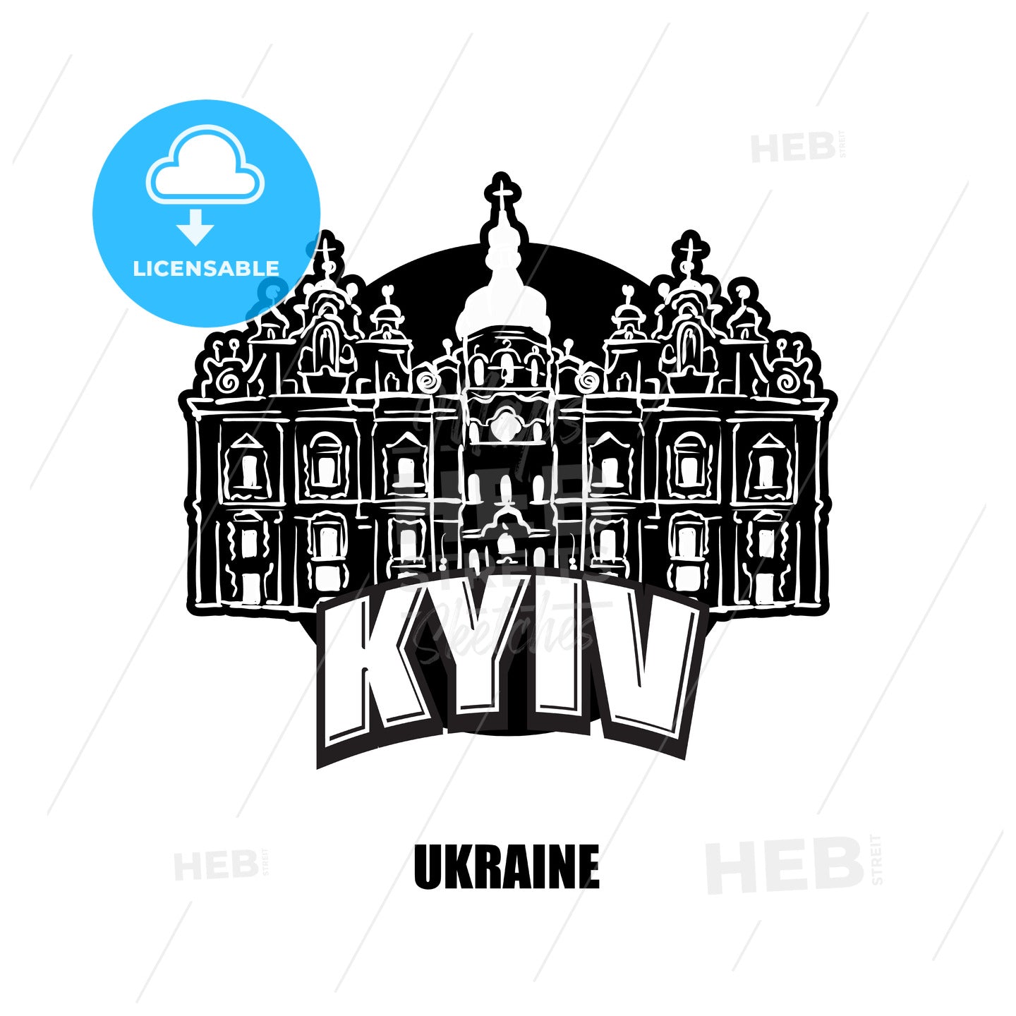 Kyiv, Ukraine, black and white logo – instant download