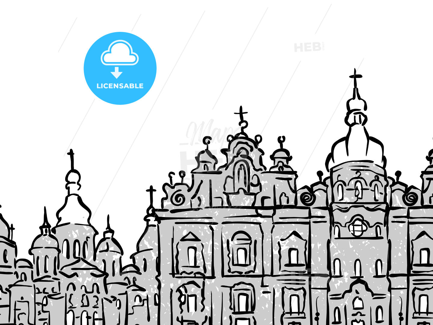 Kyiv, Ukraine famous Travel Sketch – instant download