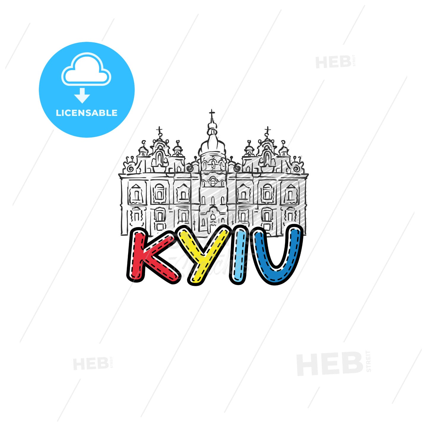 Kyiv beautiful sketched icon – instant download