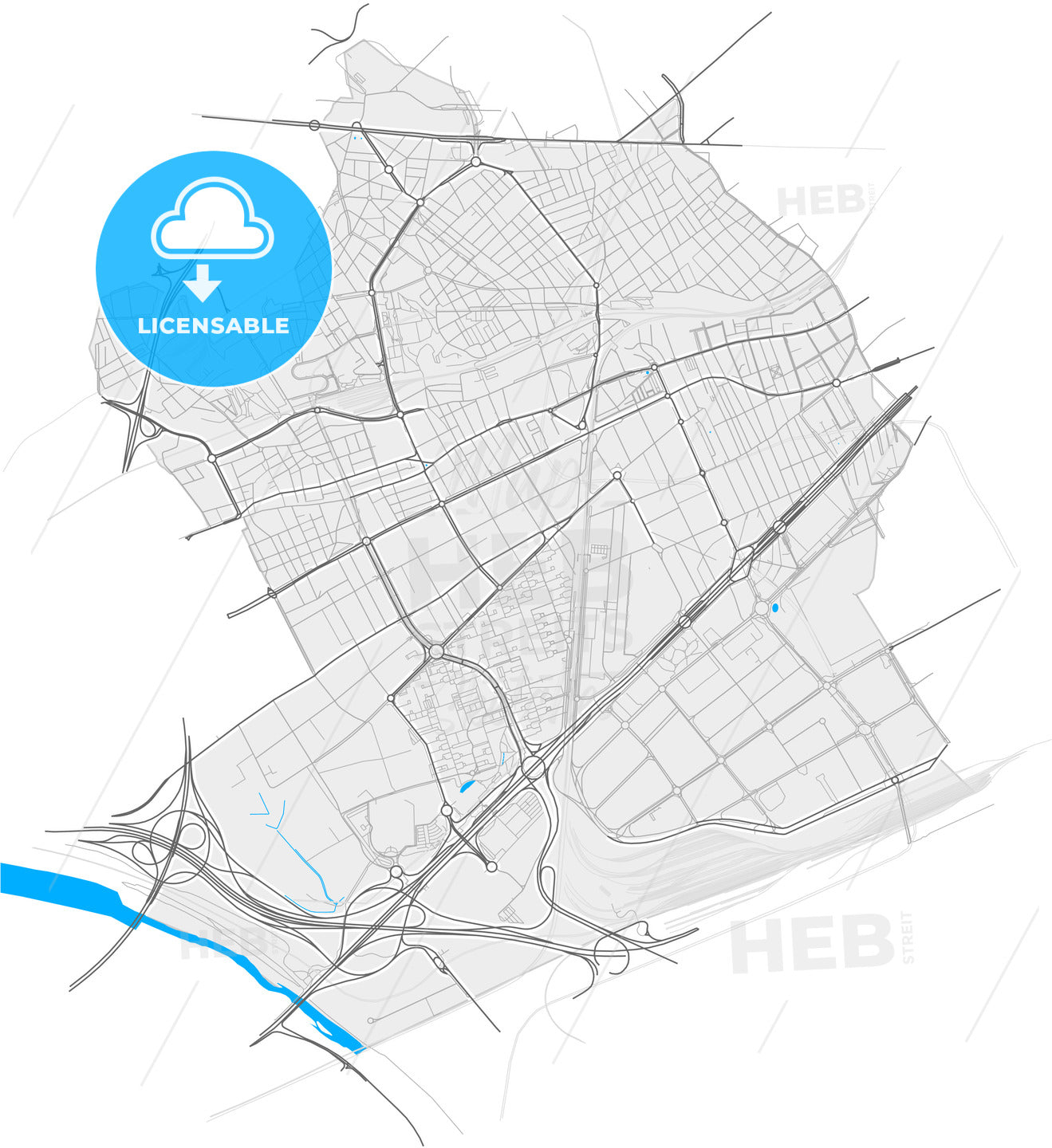 L Hospitalet de Llobregat, Barcelona, Spain, high quality vector map