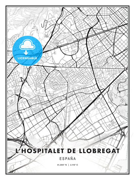 L Hospitalet de Llobregat, Spain, Modern Print Template in Various Formats - HEBSTREITS Sketches