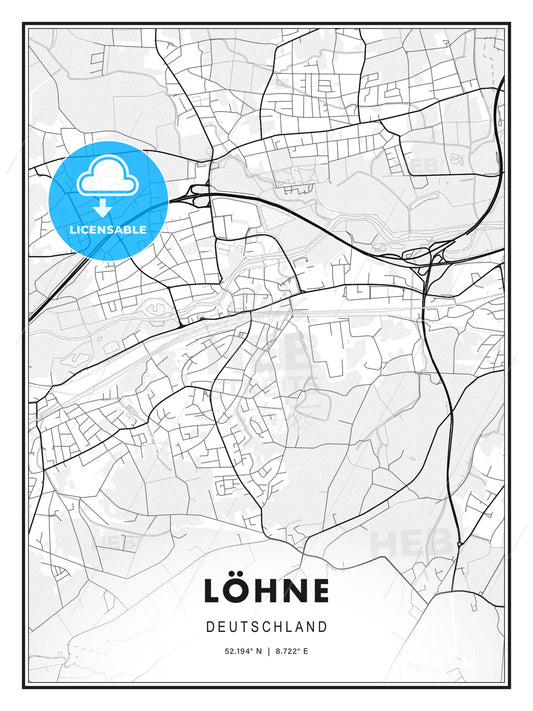 LÖHNE / Lohne, Germany, Modern Print Template in Various Formats - HEBSTREITS Sketches