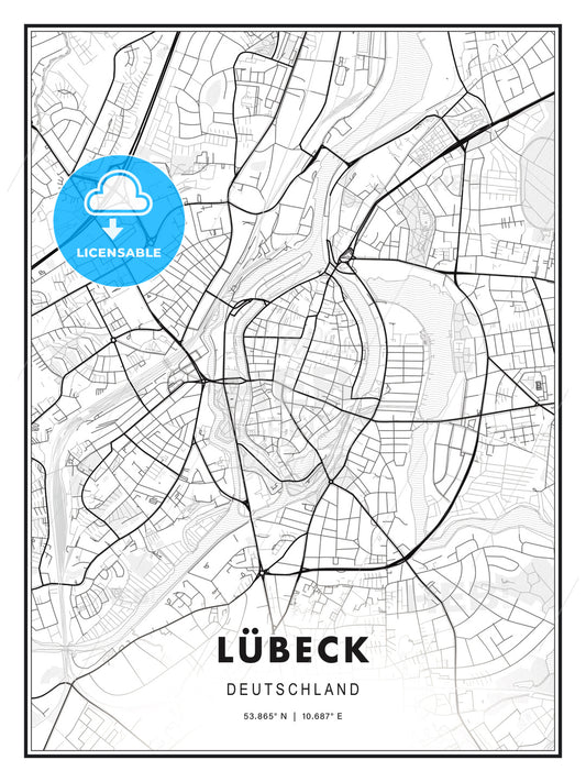 LÜBECK / Lubeck, Germany, Modern Print Template in Various Formats - HEBSTREITS Sketches