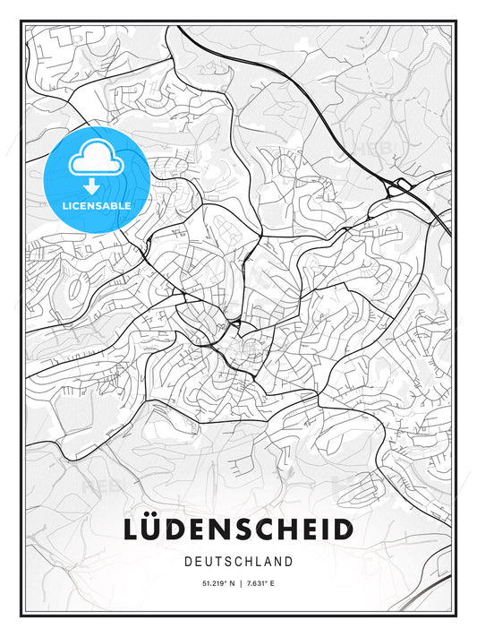 LÜDENSCHEID / Ludenscheid, Germany, Modern Print Template in Various Formats - HEBSTREITS Sketches