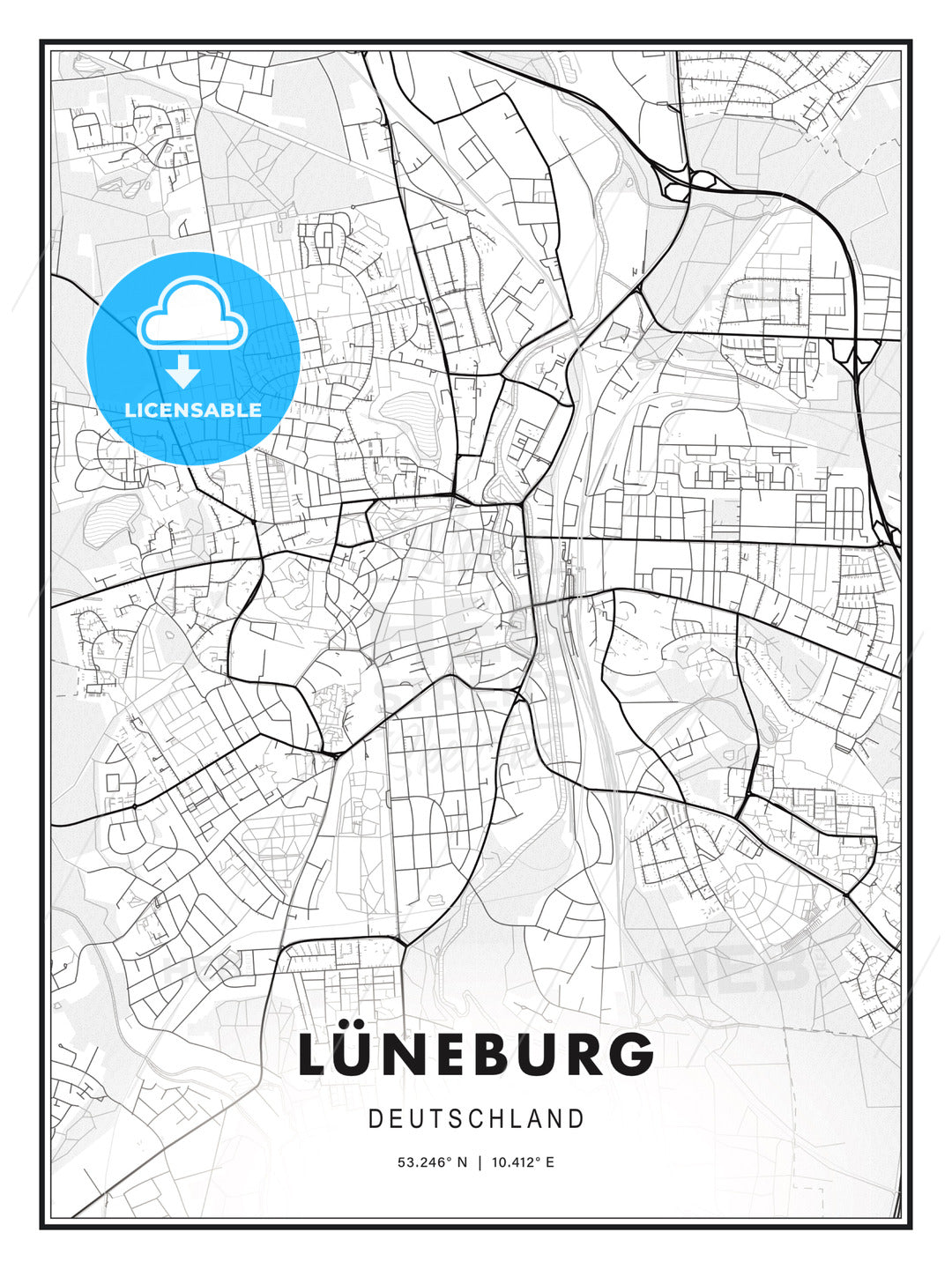 LÜNEBURG / Luneburg, Germany, Modern Print Template in Various Formats - HEBSTREITS Sketches
