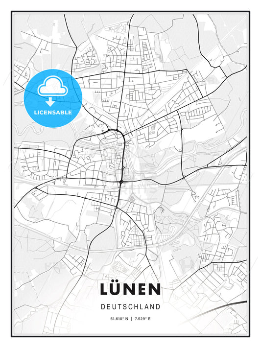 LÜNEN / Lunen, Germany, Modern Print Template in Various Formats - HEBSTREITS Sketches