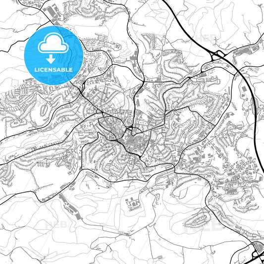 Lüdenscheid, Germany, vector map with buildings