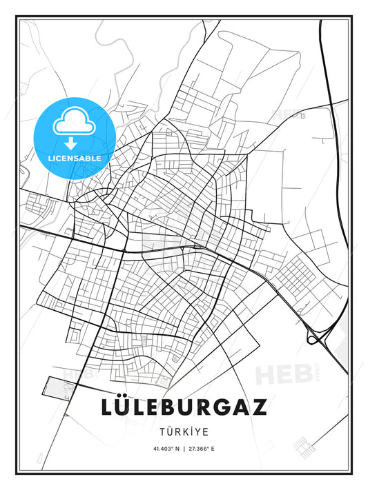 Lüleburgaz, Turkey, Modern Print Template in Various Formats - HEBSTREITS Sketches