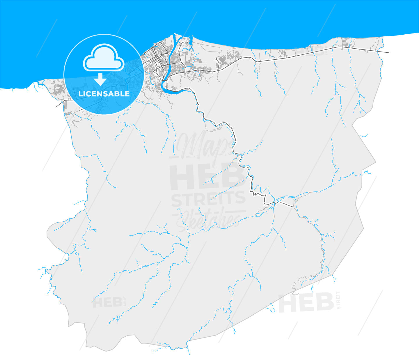 La Ceiba, Atlántida, Honduras, high quality vector map