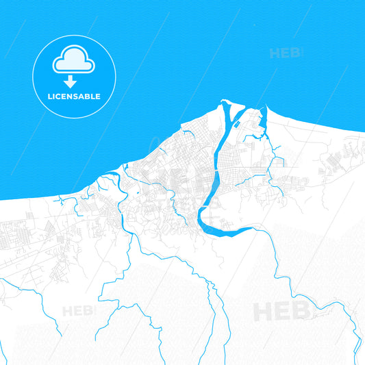 La Ceiba, Honduras PDF vector map with water in focus