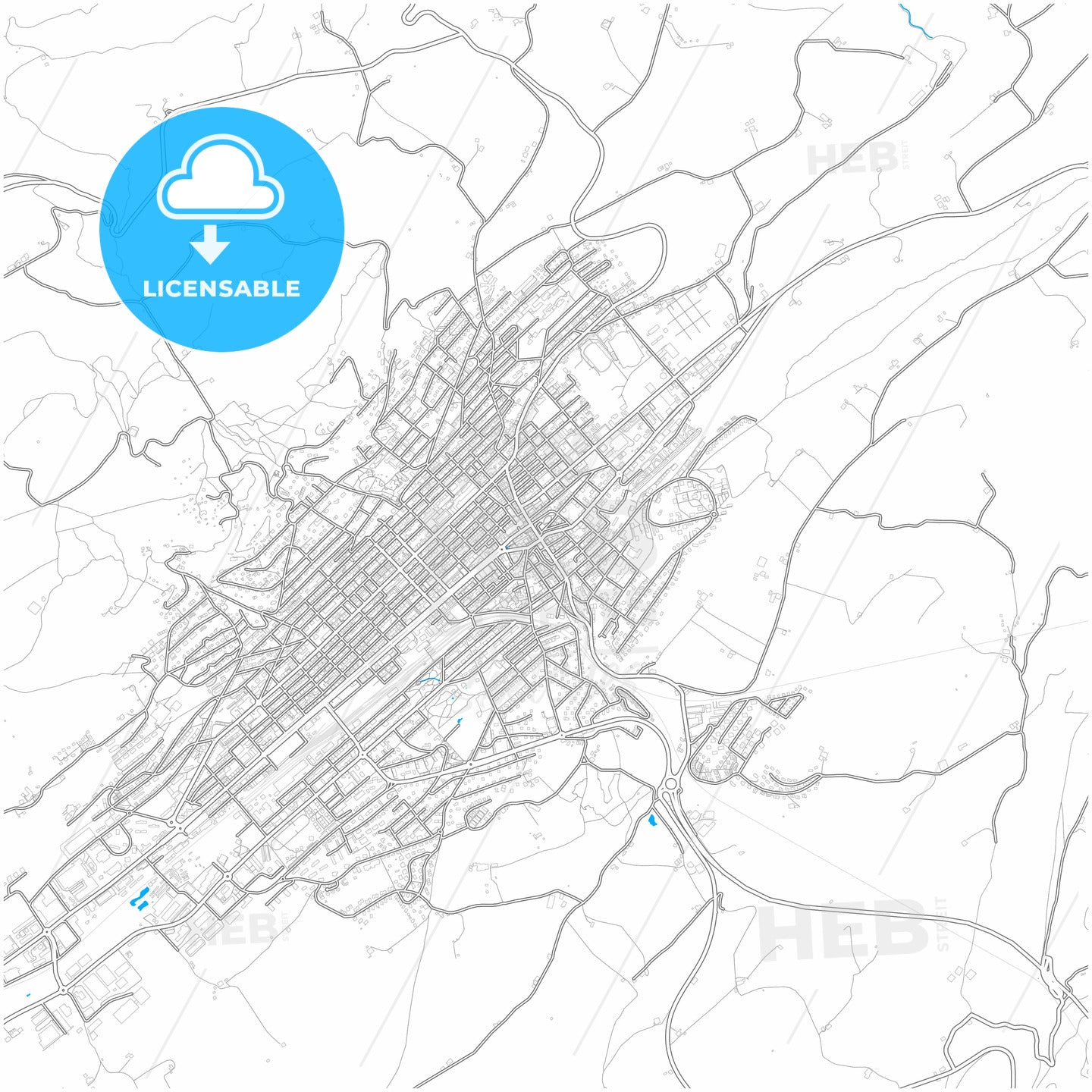 La Chaux-de-Fonds, Switzerland, city map with high quality roads.