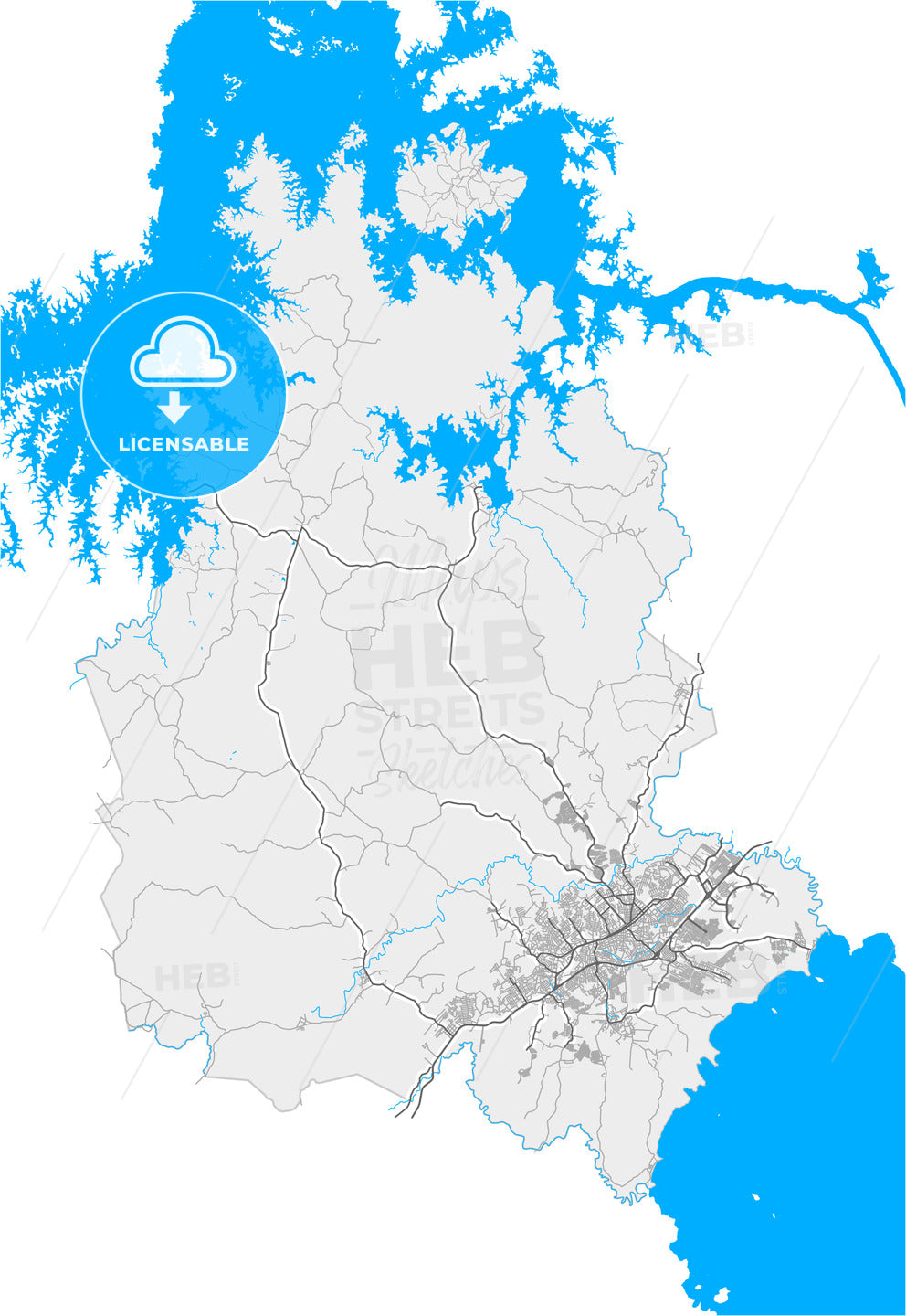 La Chorrera, Panamá Oeste, Panama, high quality vector map