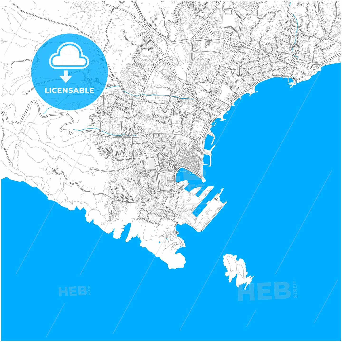 La Ciotat, Bouches-du-Rhône, France, city map with high quality roads.