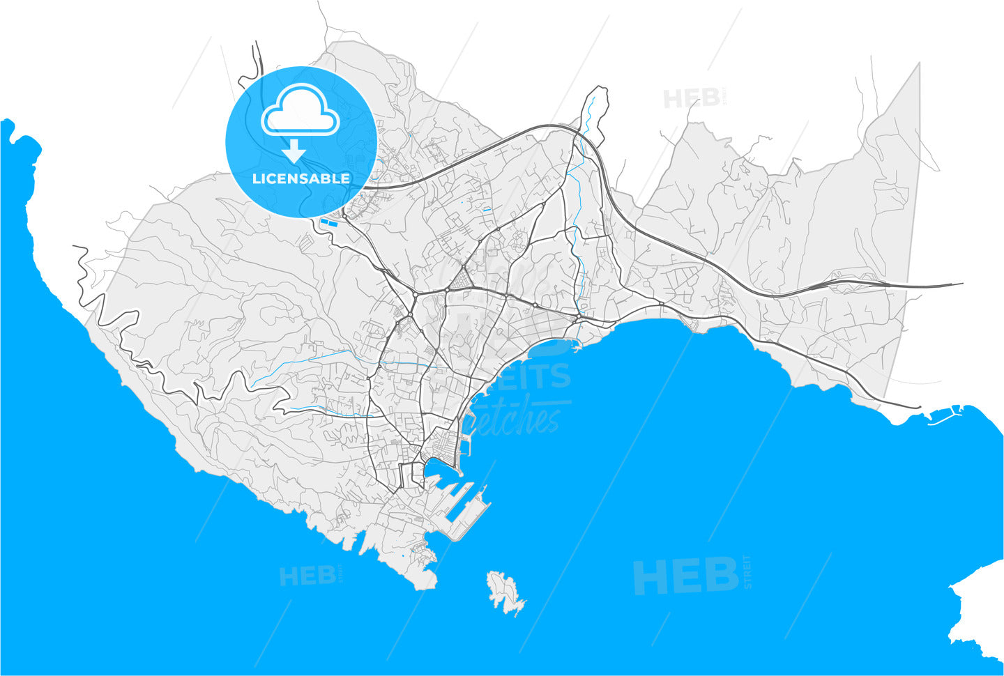 La Ciotat, Bouches-du-Rhône, France, high quality vector map