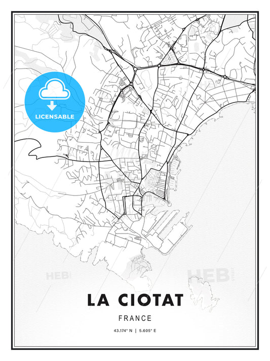 La Ciotat, France, Modern Print Template in Various Formats - HEBSTREITS Sketches