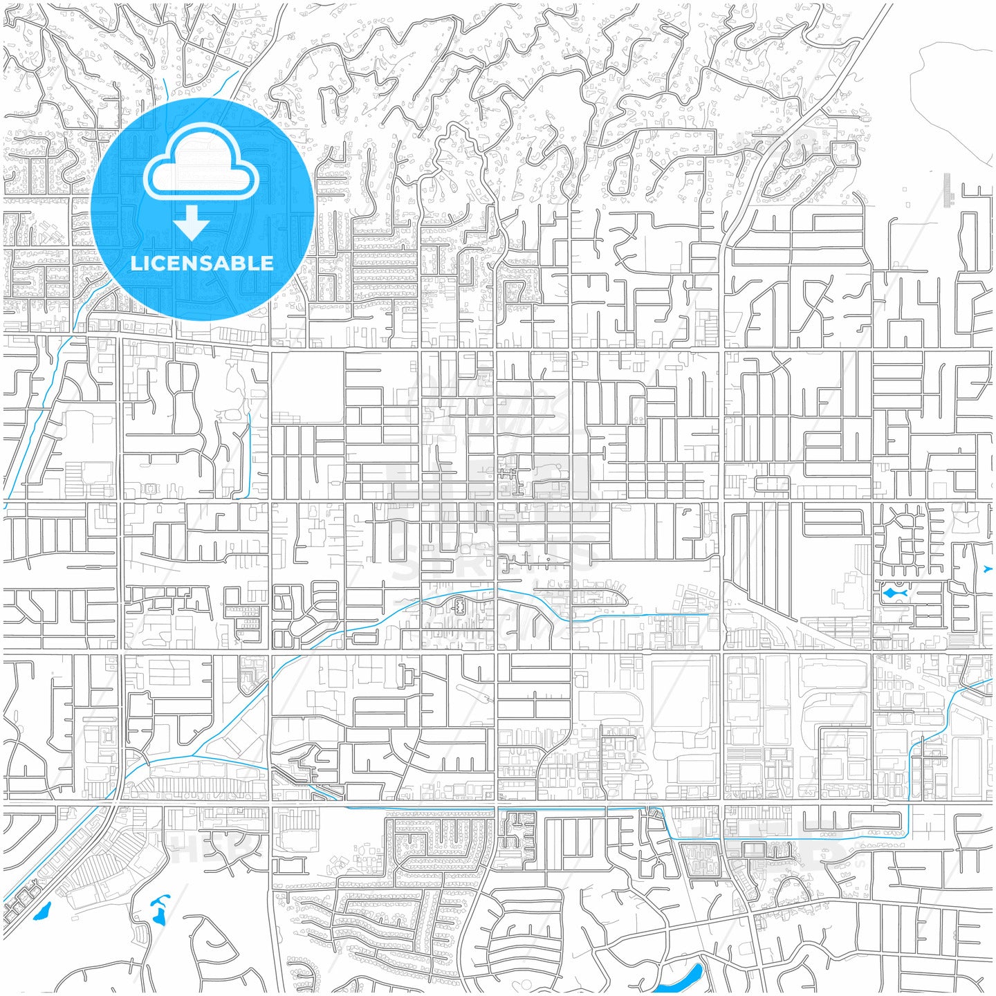 La Habra, California, United States, city map with high quality roads.