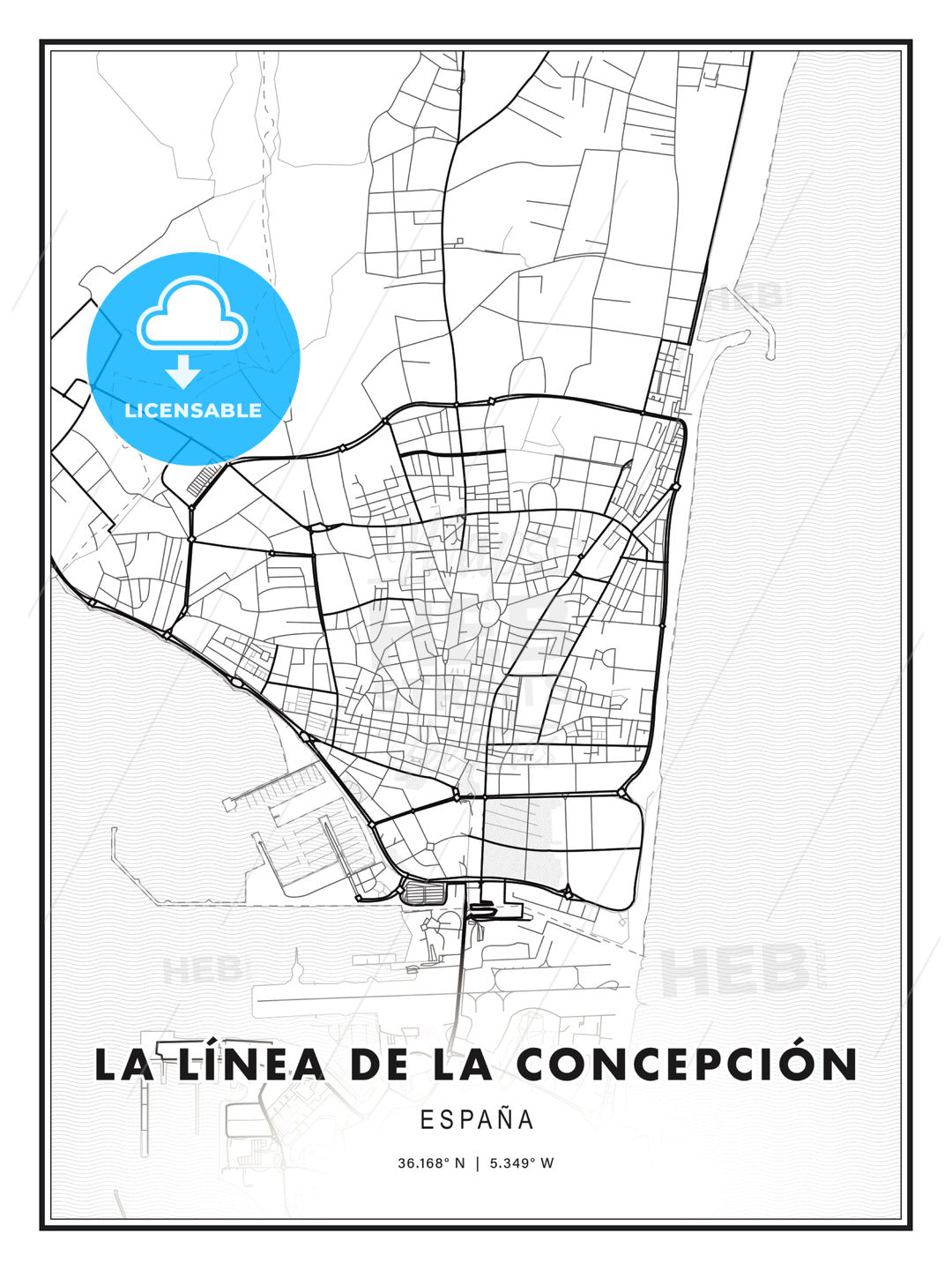 La Línea de la Concepción, Spain, Modern Print Template in Various Formats - HEBSTREITS Sketches
