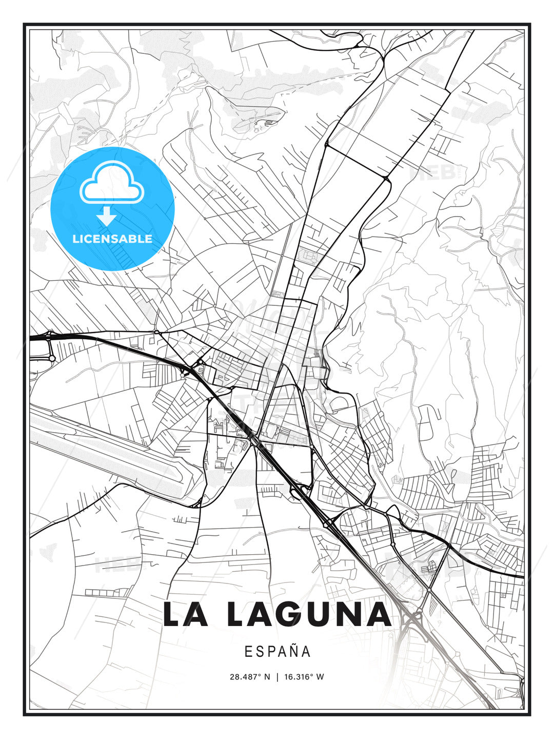 La Laguna, Spain, Modern Print Template in Various Formats - HEBSTREITS Sketches