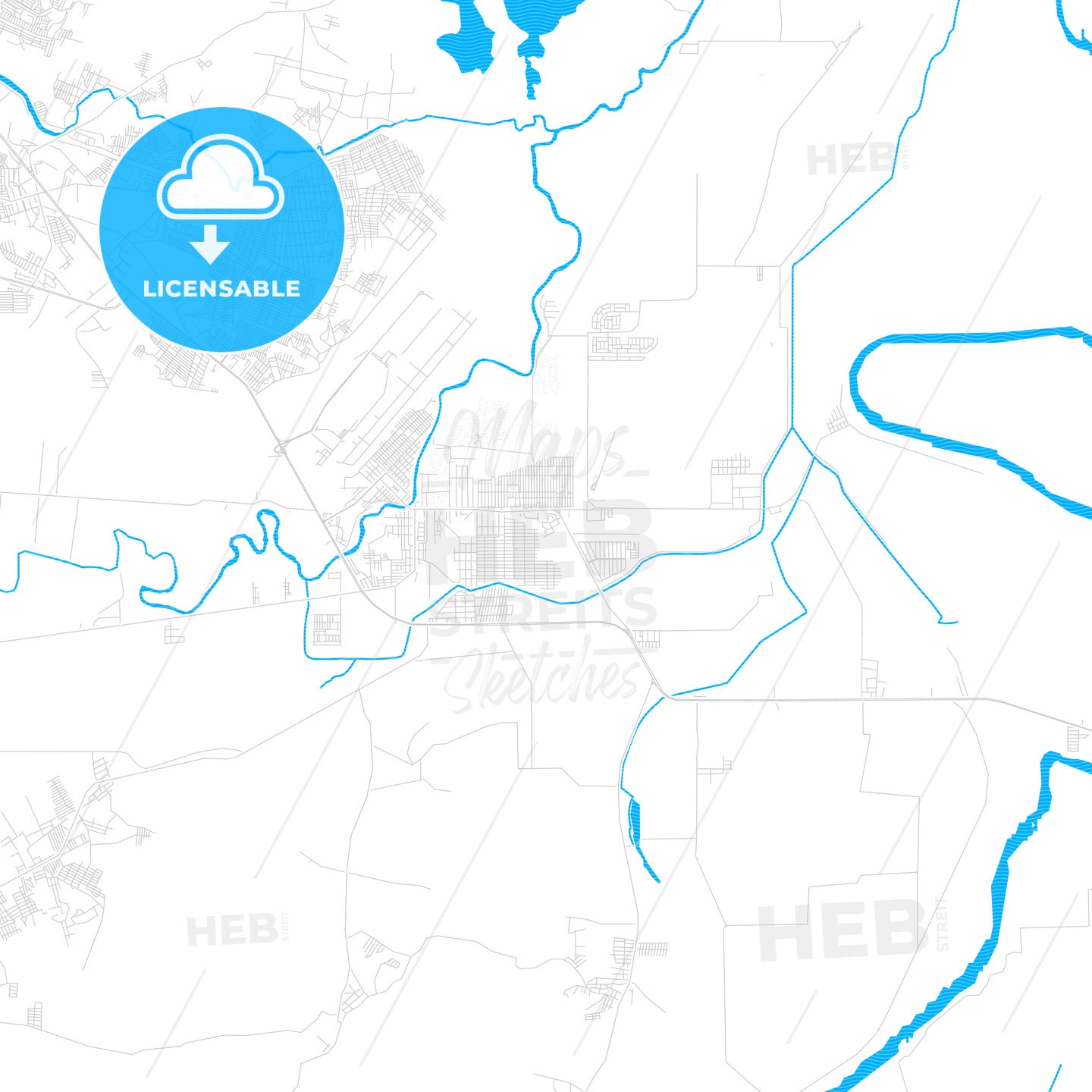 La Lima, Honduras PDF vector map with water in focus