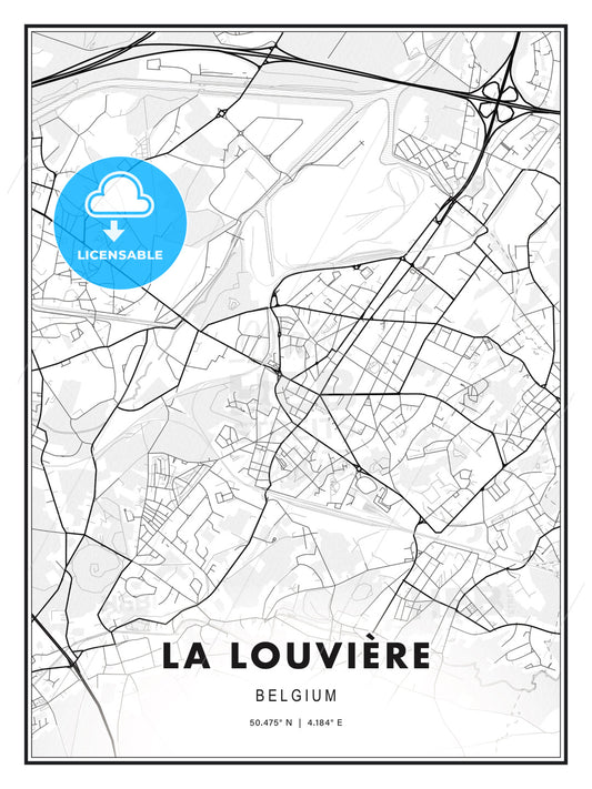La Louvière, Belgium, Modern Print Template in Various Formats - HEBSTREITS Sketches
