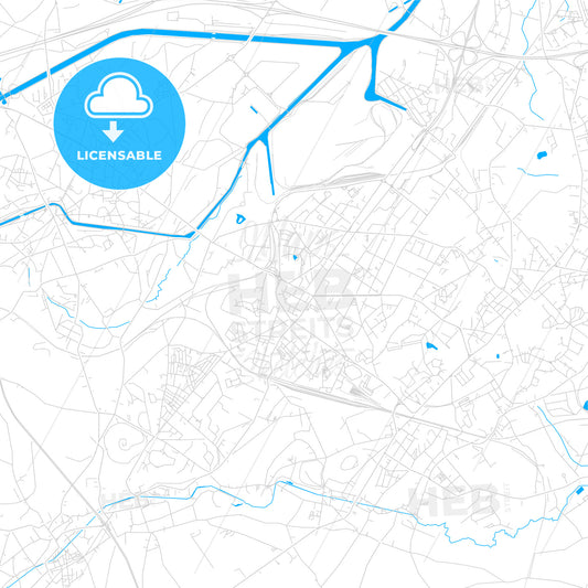 La Louvière, Belgium bright two-toned vector map