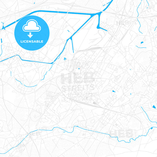La Louvière, Belgium PDF vector map with water in focus