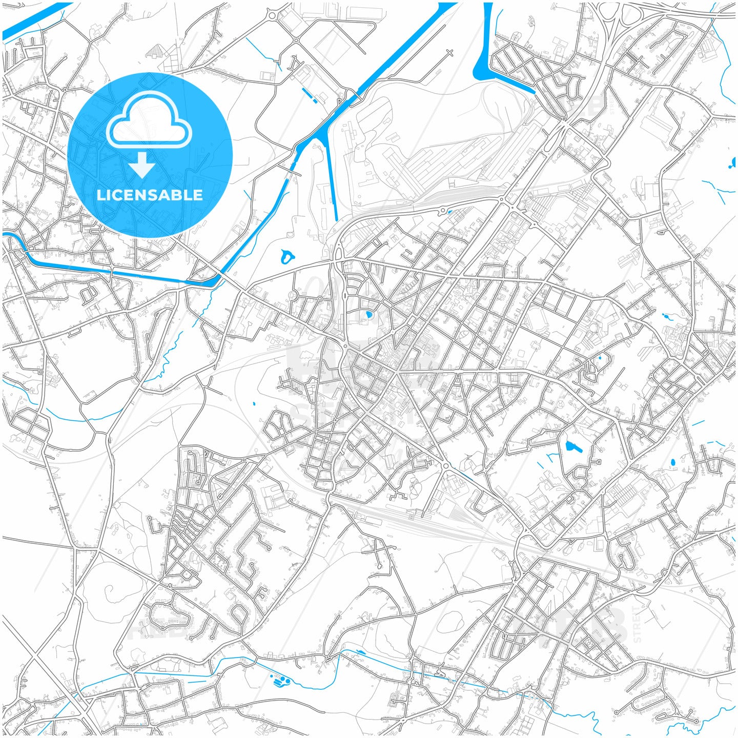 La Louvière, Hainaut, Belgium, city map with high quality roads.