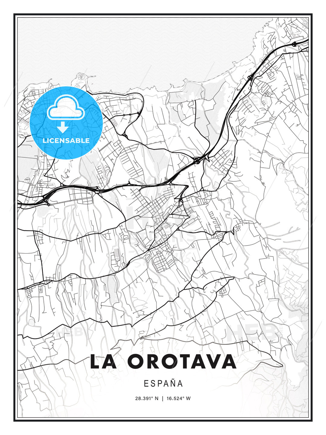 La Orotava, Spain, Modern Print Template in Various Formats - HEBSTREITS Sketches