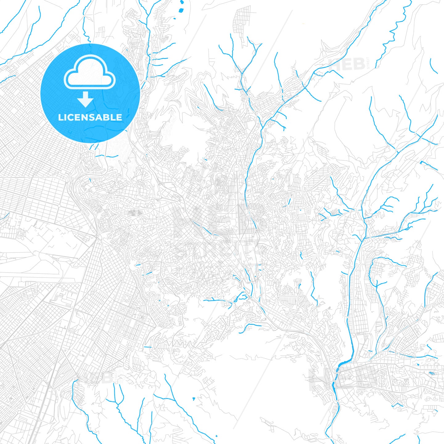 La Paz, Bolivia PDF vector map with water in focus