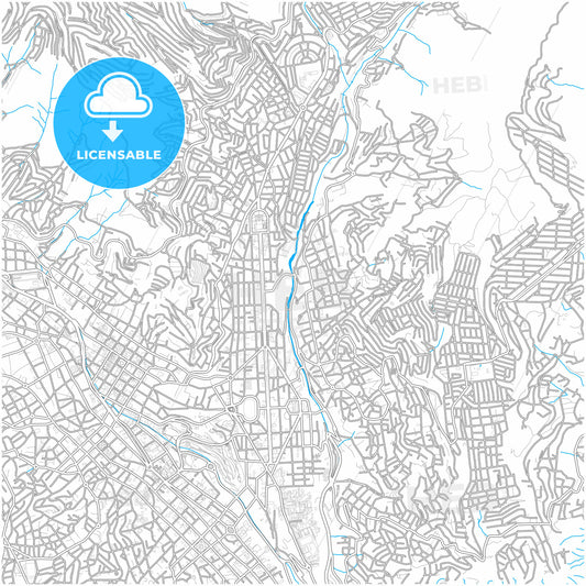 La Paz, Bolivia, city map with high quality roads.