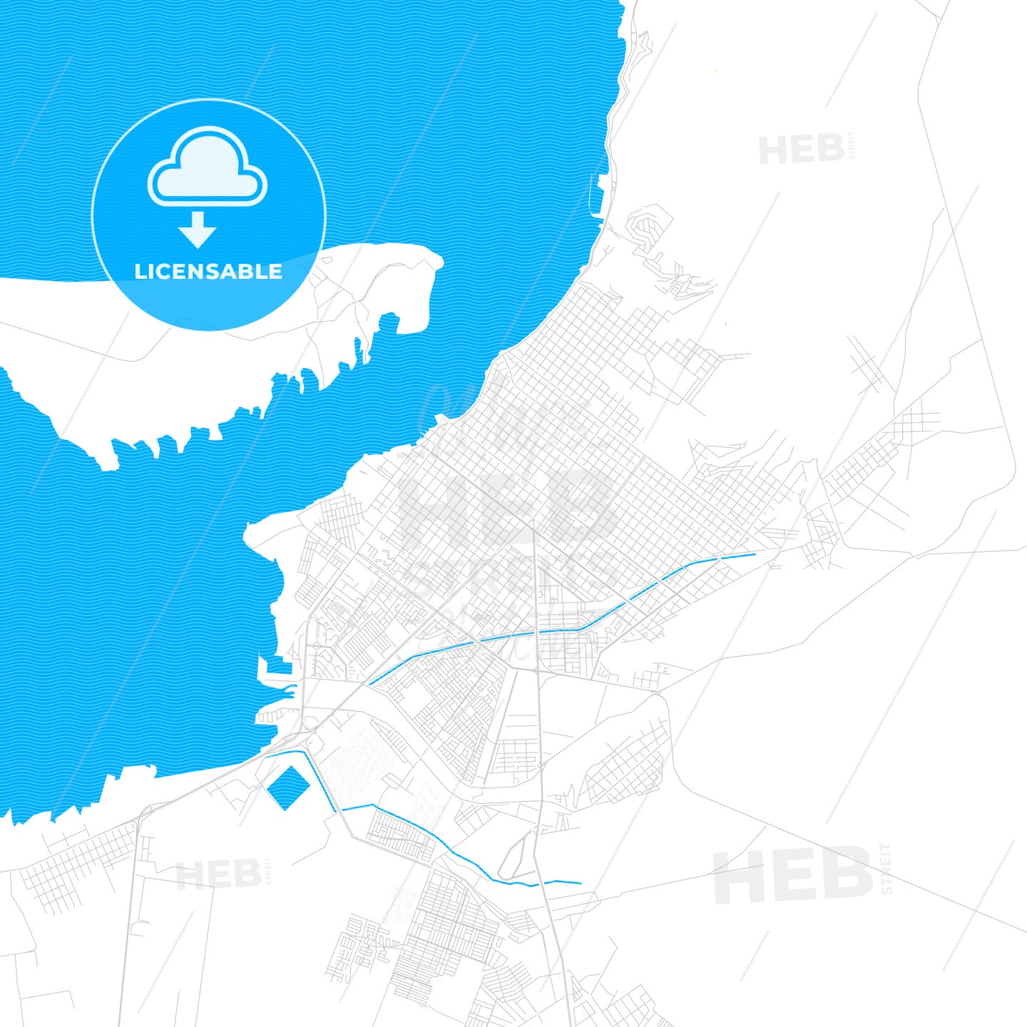La Paz, Mexico PDF vector map with water in focus
