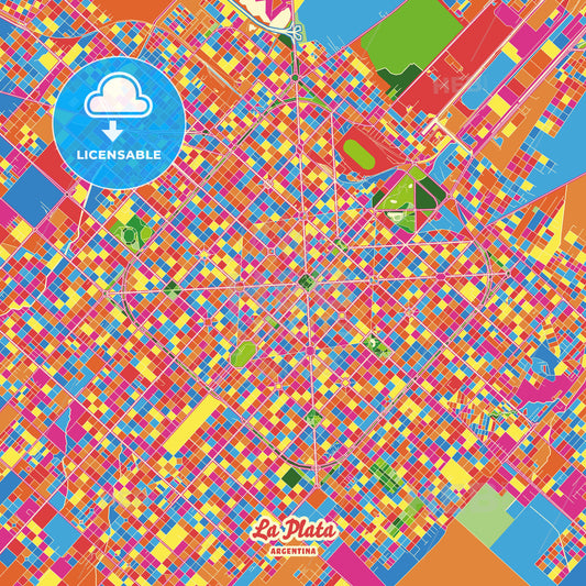 La Plata, Argentina Crazy Colorful Street Map Poster Template - HEBSTREITS Sketches