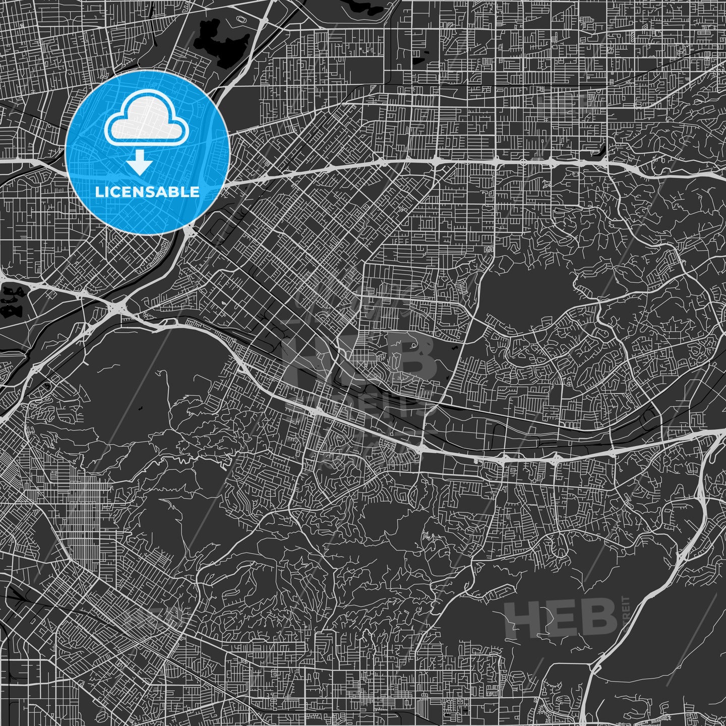 La Puente, California - Area Map - Dark